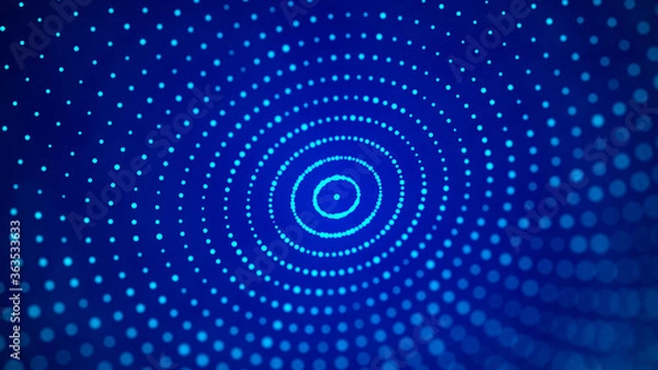 Obraz Abstract blue futuristic background. Big data visualization. Digital dynamic wave of particles. 3D rendering.