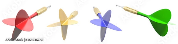 Obraz Kolorowe rzutki na białym tle