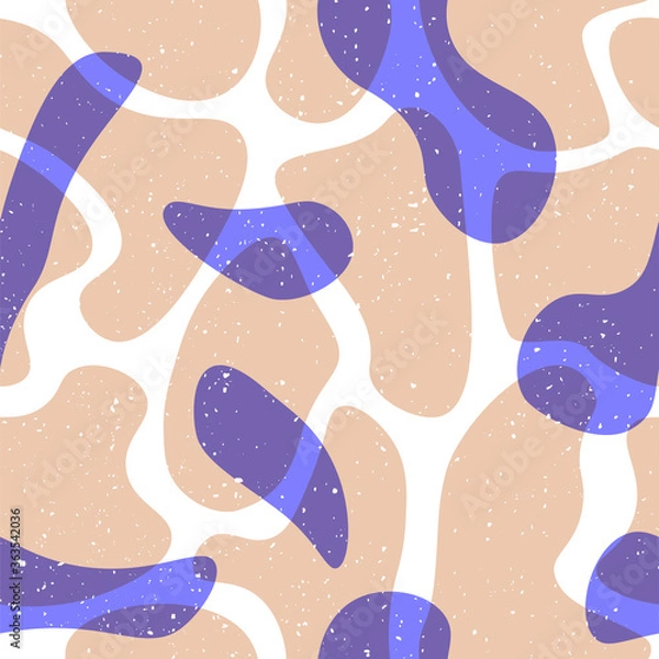 Fototapeta Abstract seamless background. Layout of liquid drops with drawn elements. Vector flat illustration