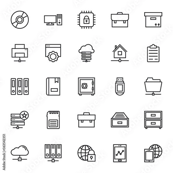 Fototapeta Data Storage Vector Icons 4