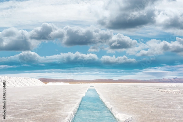 Obraz Salinas Grandes na słonej pustyni w prowincji Jujuy, Argentyna, Andy