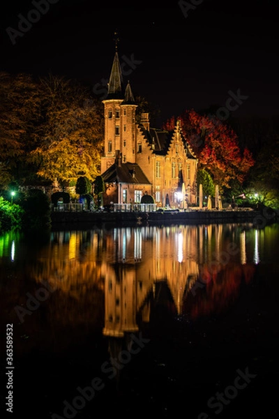 Obraz Reflections on Minnewater in Brugge, Belgium
