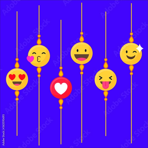 Fototapeta Raksha Bandhan emoji pack vector design