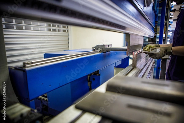 Fototapeta Sheet metal bending in factory