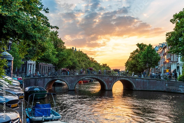 Obraz Sunset in Amsterdam, The Netherlands.