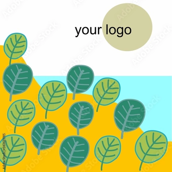 Obraz forest on hill near sea hand drawn vector