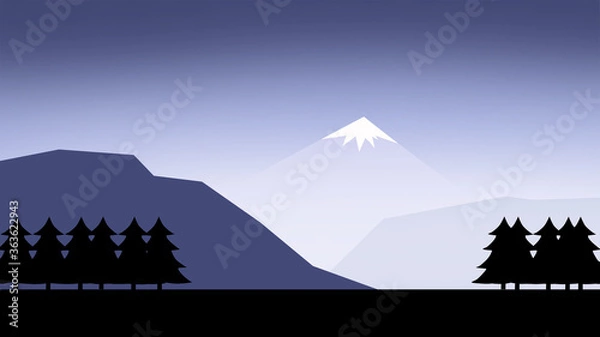 Obraz mountain landscape vector pinetree silhouette wallpaper