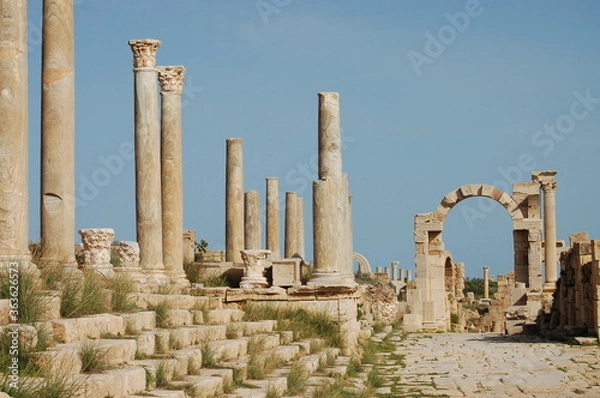 Fototapeta Ancient ruins of Leptis Magna in Libya