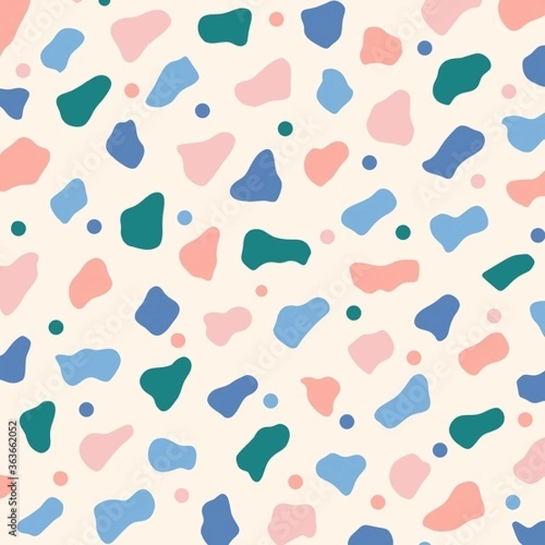 Fototapeta seamless pattern background with different colourful shapes and polka dots