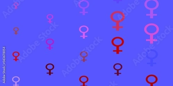 Fototapeta Light Blue, Yellow vector pattern with feminism elements.