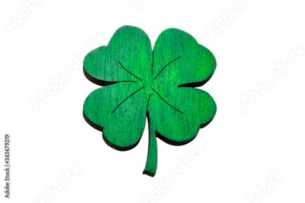 Fototapeta Green leaf of clover from a tree is isolated on a white background.