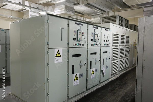 Fototapeta Diesel Generators and electrical switch rooms in the industry manufacturing unit