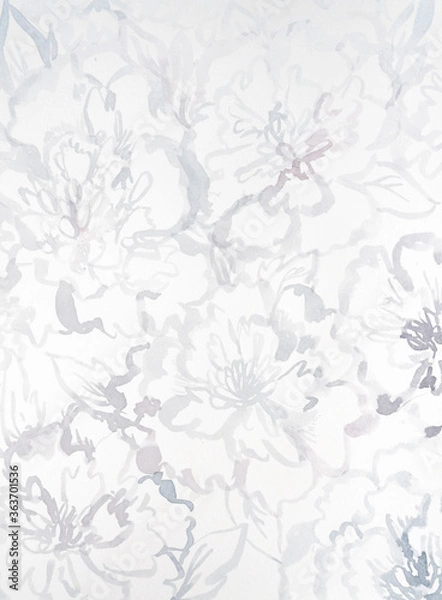 Fototapeta Pale watercolor peonies abstract background