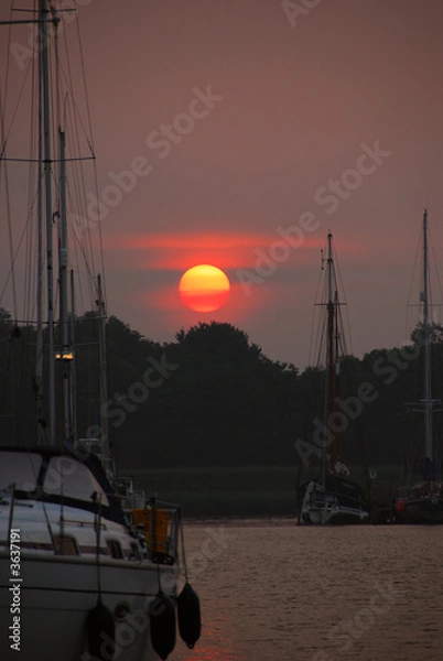 Obraz Red orange sun at sunset