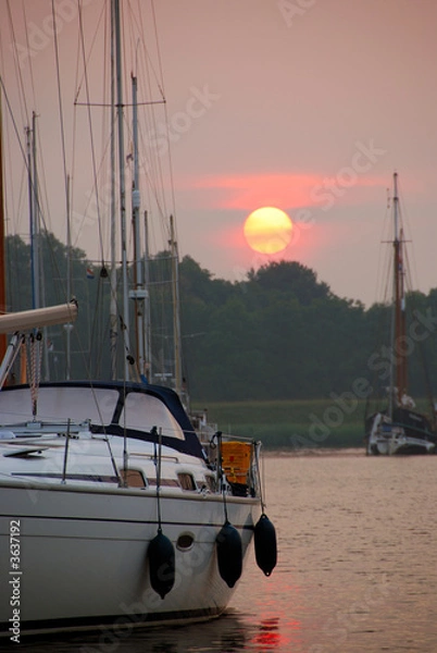 Obraz Red orange sun at sunset