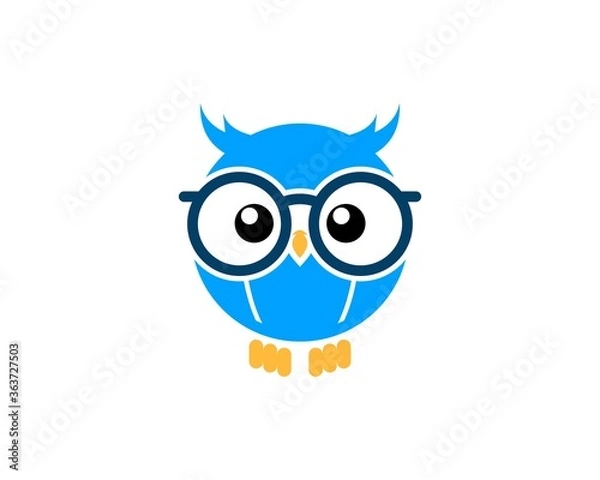 Fototapeta Cute and smart owl with eyeglass