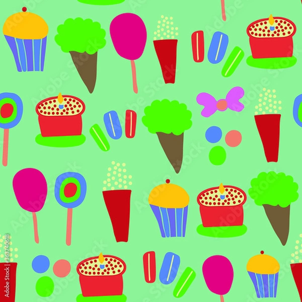 Fototapeta Vector  birthday party seamless pattern design. Perfect for decorative projects and fabrics.