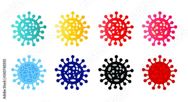 Fototapeta Coronavirus. Multiple color icons set. COVID-2019. Outbreak coronavirus. Pandemic, medical, healthcare, Corona virus 2019-nCoV. Vector illustration.