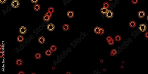 Obraz Dark orange vector background with covid-19 symbols.