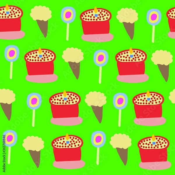 Fototapeta Vector cake and ice cream seamless pattern design. Perfect for decorative projects and fabrics.