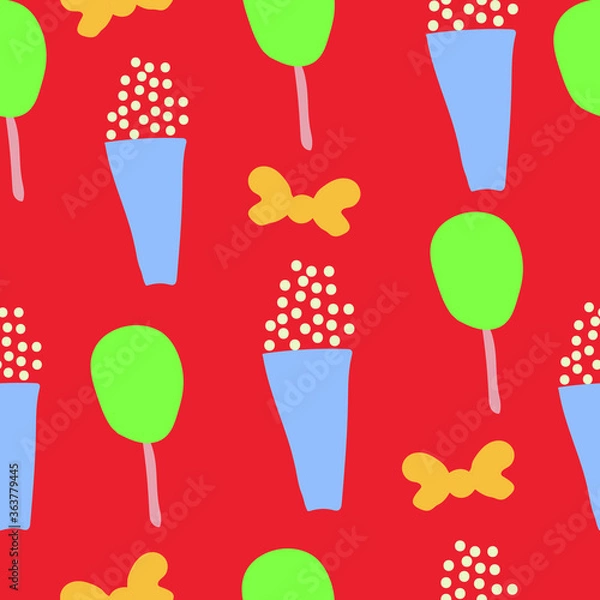Fototapeta Vector   popcorn and candy seamless pattern design. Perfect for decorative projects and fabrics.
