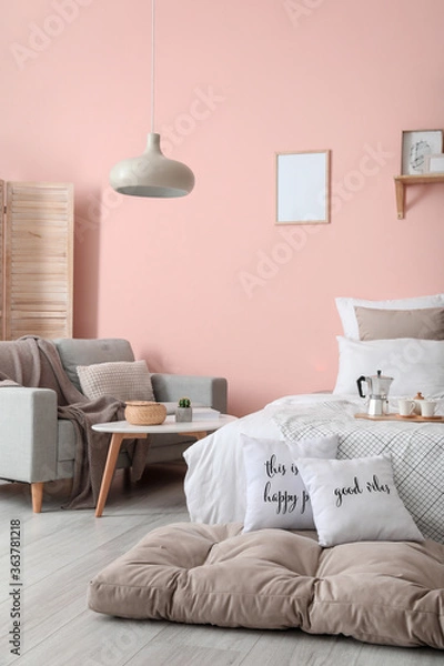 Fototapeta Stylish interior of modern bedroom