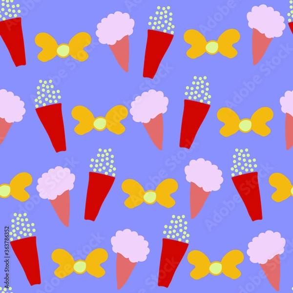 Fototapeta Vector popcorn  and  ice cream seamless pattern design. Perfect for   decorative projects and fabrics.