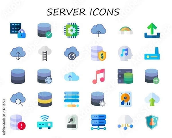 Fototapeta server icon set