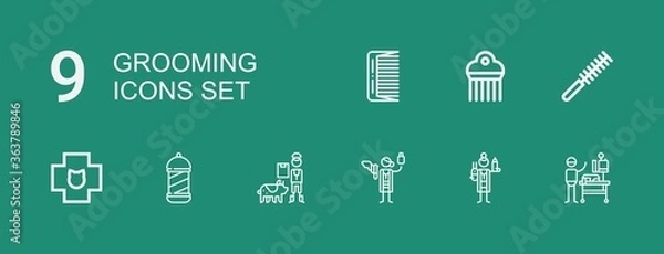 Obraz Editable 9 grooming icons for web and mobile