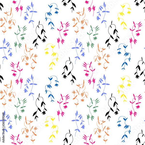 Fototapeta Little flower seamless pattern in vintage Scandinavian minimalism aesthetic, retro background.