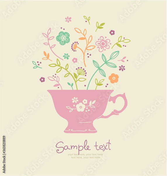 Fototapeta Vector coffee or tea background with space for text.
