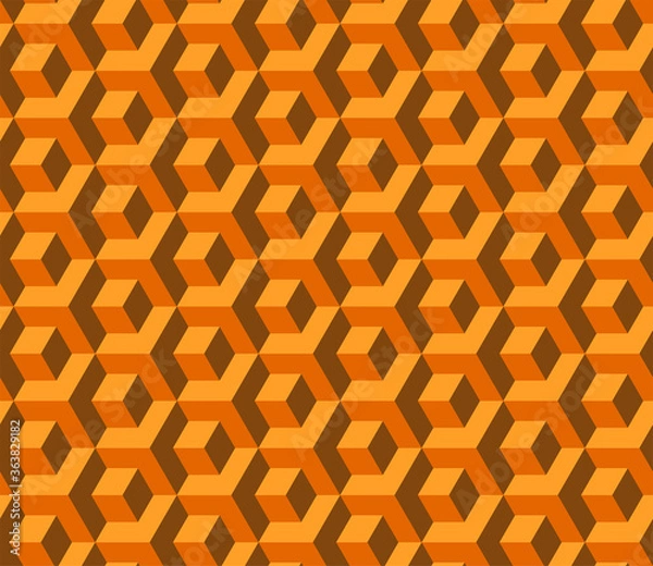 Obraz Abstract cube pattern in editable vector format. Seamless Cubes Pattern. Orange color. 3D vector background. Modern stylish texture.