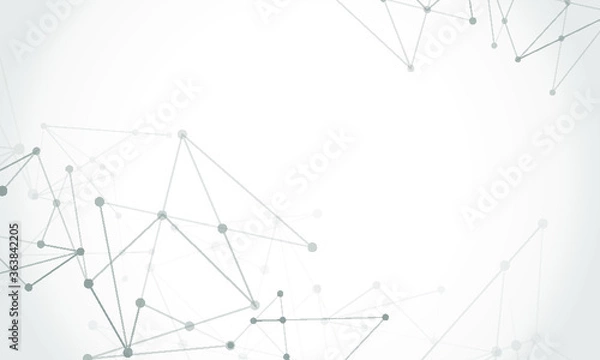 Obraz Abstract technology Network nodes, digital connection background with polygonal shapes on white Vector.  science technology, data structure, connected points, web.