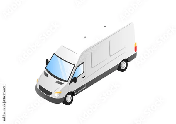 Obraz Weißer Lieferwagen isometrische Illustration
