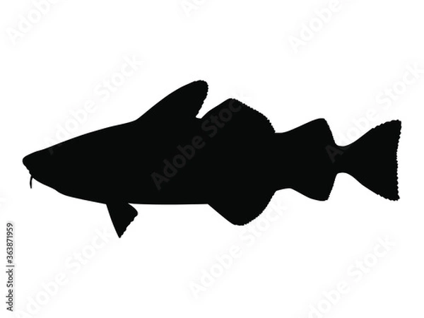 Fototapeta Atlantic Cod silhouette. Vector illustration.