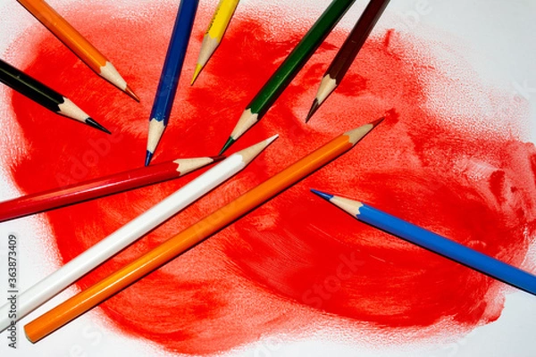 Obraz blurred red paint on paper