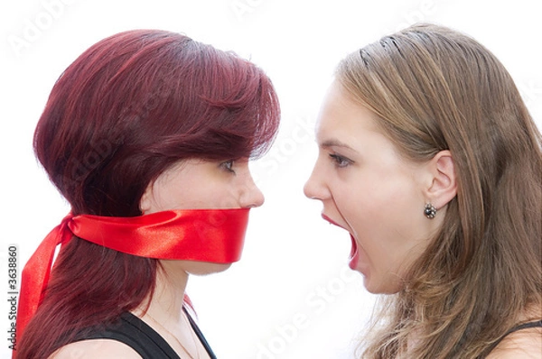 Fototapeta Two girls screaming to another