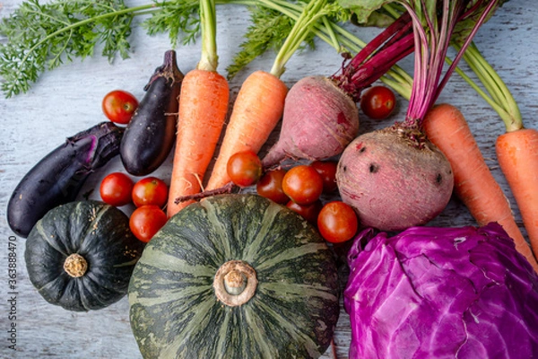 Obraz 採れたての夏野菜、緑黄色野菜、ベジタリアン