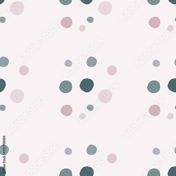 Fototapeta Isolated polka dot geometric seamless pattern. Circles in blue colors on white background. Abstract kids design.