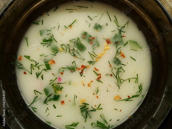 Fototapeta Okroshka. Cold summer soup