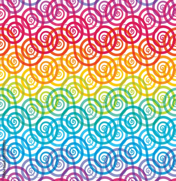 Fototapeta Rainbow seamless pattern with spirals. Vector abstract background. 