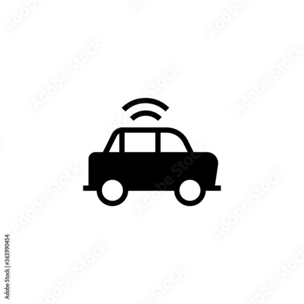 Fototapeta Driving car with GPS icon in black flat glyph, filled style isolated on white background