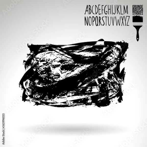 Fototapeta Black brush stroke and texture. Grunge vector abstract hand - painted element. Underline and border design.