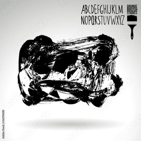 Fototapeta Black brush stroke and texture. Grunge vector abstract hand - painted element. Underline and border design.