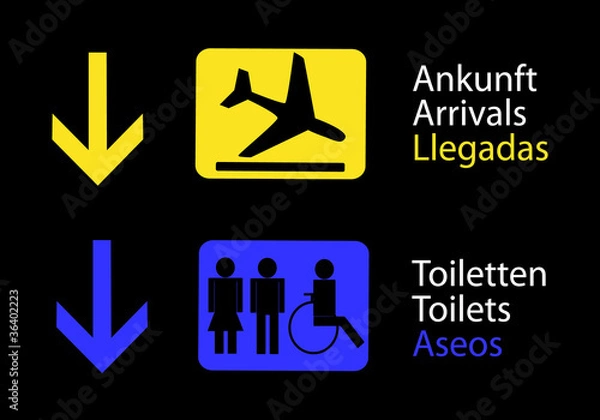 Obraz Informacion de aseos y llegadas en el aeropuerto