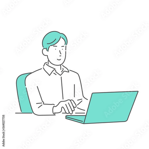 Fototapeta ノートパソコンを使っている男性のイラスト素材