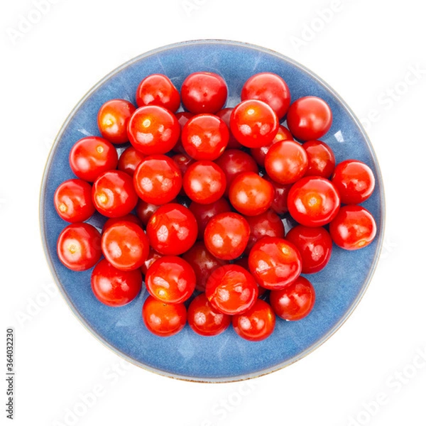 Obraz Vegetables. Small red cherry tomatoes isolated on white