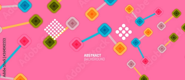 Fototapeta Abstract square dot connections, flat style multicolored geometric background for Wallpaper, Banner, Background, Card, Book Illustration, landing page or poster design