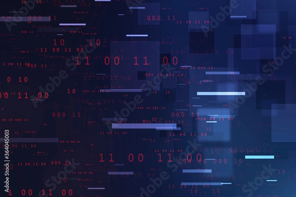 Fototapeta 2d illustration abstract digital binary data on computer screen