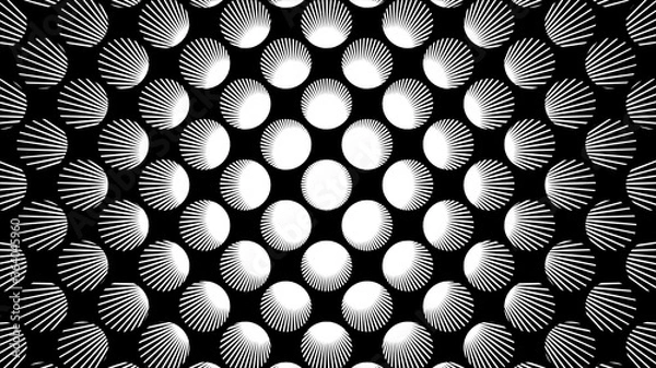 Obraz Vector - Burst lines pattern in sphere shape.Black and white geometry background.Circle radius